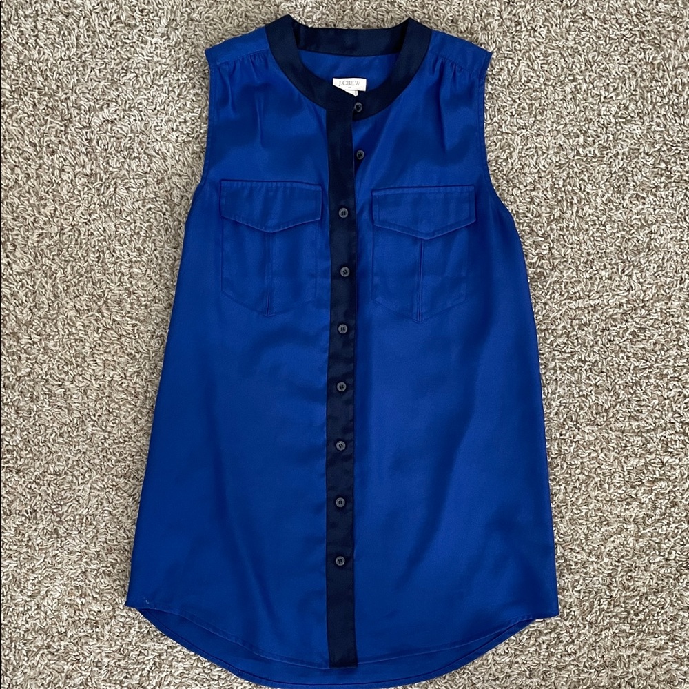 J. Crew Royal Blue Sleeveless Button Down Shirt